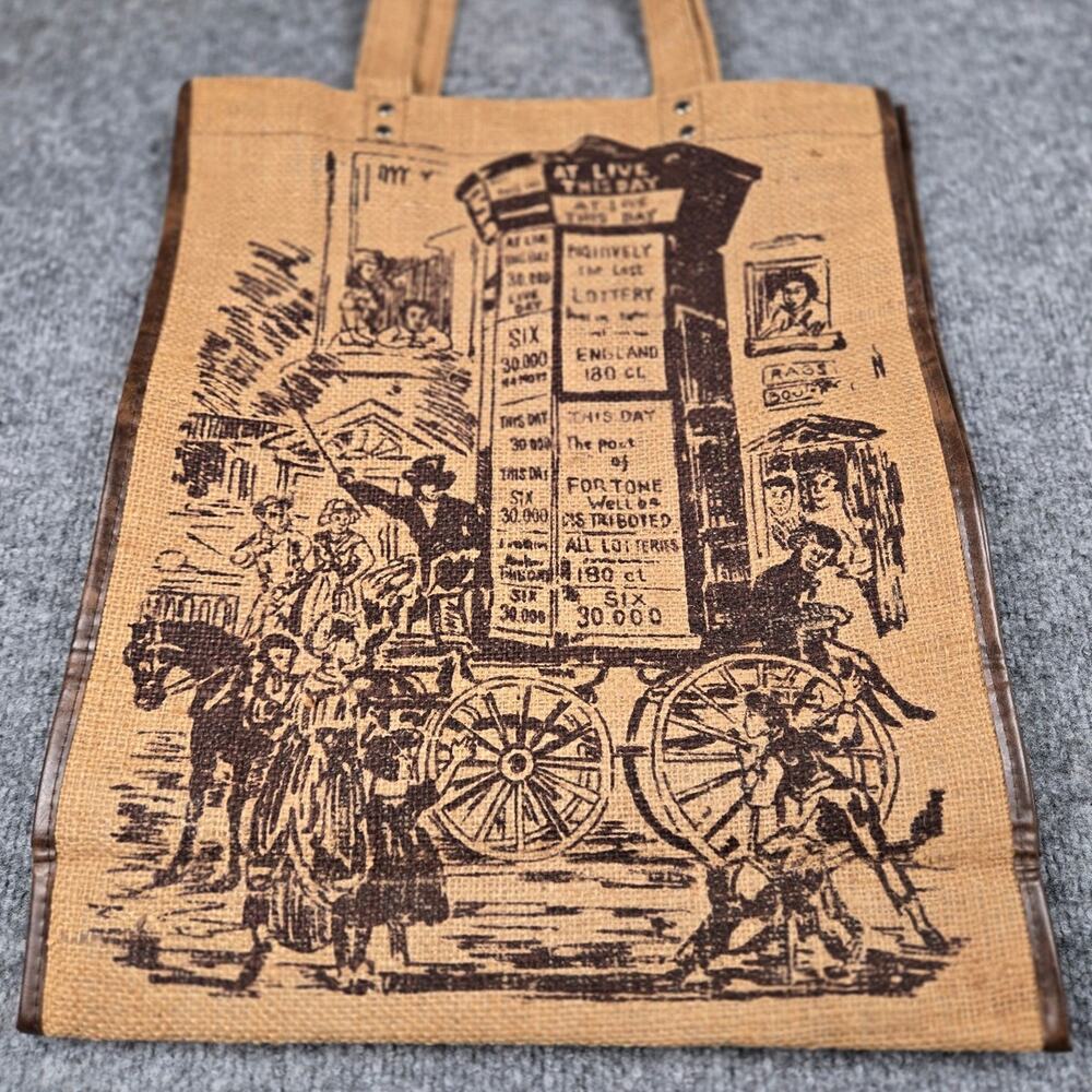 Vintage Graphic Jute Tote Bag Victorian‎ Illustration